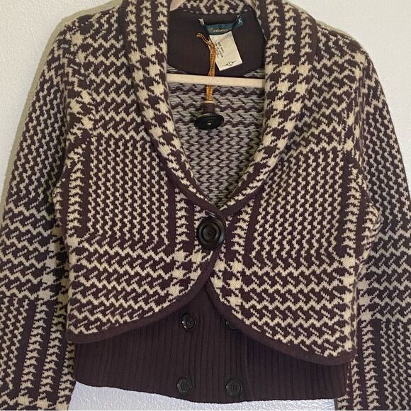 Anthropologie Cartonnier - Wool Brown Jabberwocky Cardigan Sweater - size L NWOT - Picture 8 of 10